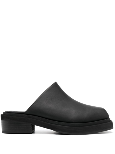 Eckhaus Latta Zoe 55mm Leather Clogs In Black