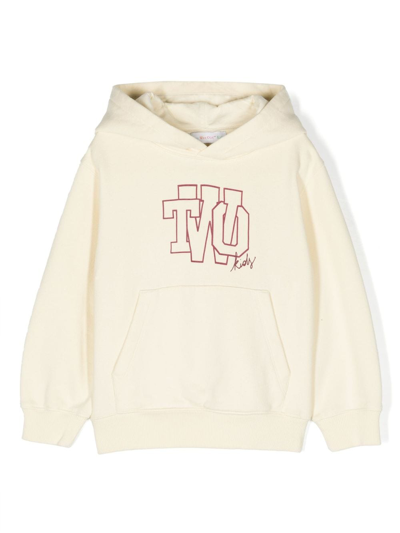 There Was One Kids' Logo-print Cotton Hoodie In Neutrals