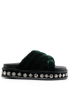 Toga Stud-embellished Velvet Slides In Green