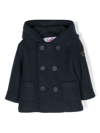 Il Gufo Double-breasted Hooded Coat In Blue