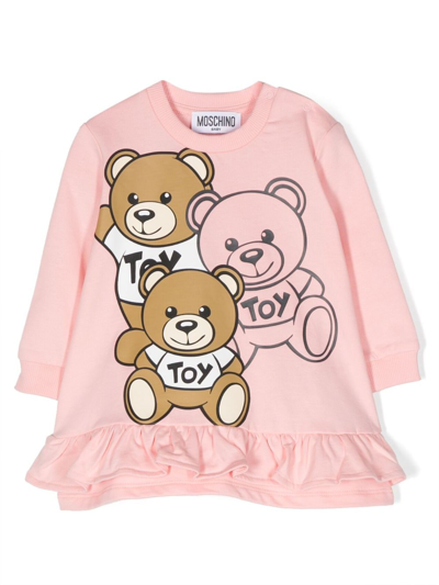 Moschino Babies' Logo-print Cotton T-shirt In Pink