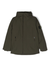 Stone Island Compass-motif Feather-down Coat In Green
