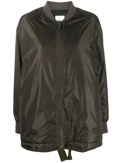 Aspesi Ribbed-trim Flared Bomber Jacker In Green