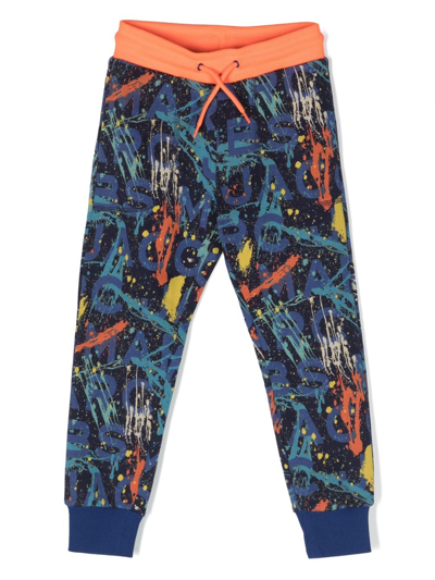 Marc Jacobs Kids' Logo-print Drawstring Track Trousers In Blue