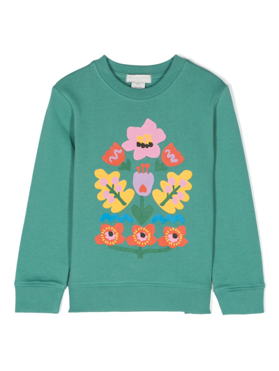 Stella Mccartney Kids' Floral-print Cotton Sweatshirt In Green