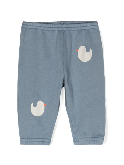 Bobo Choses Babies' Duck-print Cotton Track Pants In Blue