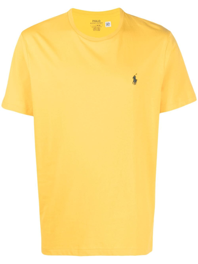 Polo Ralph Lauren Embroidered-logo Cotton T-shirt In Yellow