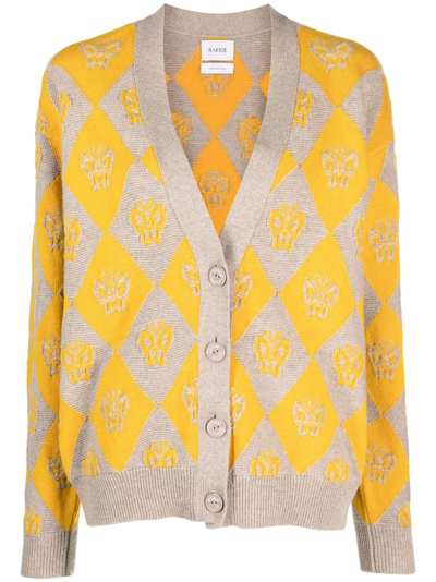 Barrie V-neck Intarsia-knit Cardigan In Yellow