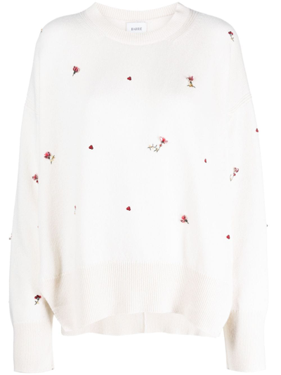 Barrie Floral-embroidery Cashmere Jumper In Neutrals