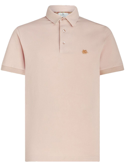Etro Logo-embroidery Cotton Polo Shirt In Pink
