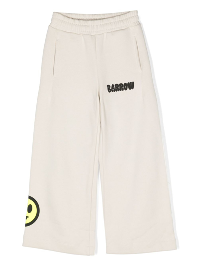 Barrow Kids' Logo-print Cotton Trousers In Neutrals