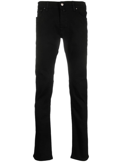 Jacob Cohen Logo-patch Slim-cut Jeans In Black