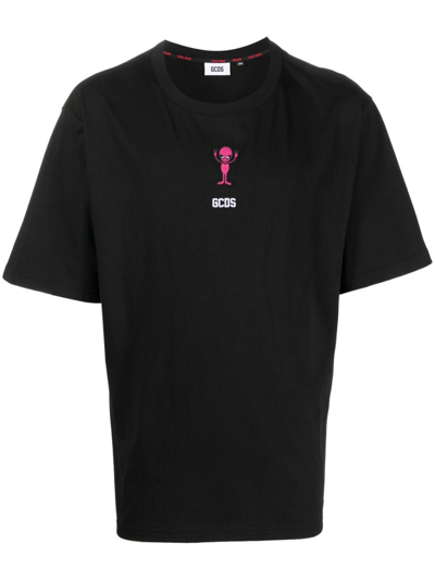 Gcds Embroidery T-shirt In Black