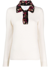 Barrie Floral-print Cashmere Jumper In White