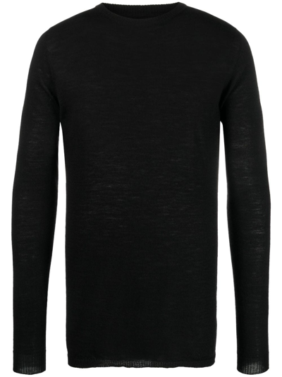 Rick Owens Ribbed-knit Virgin Wool Sweater In Black
