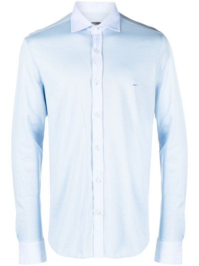 Paul & Shark Logo-embroidered Cotton Shirt In Blue