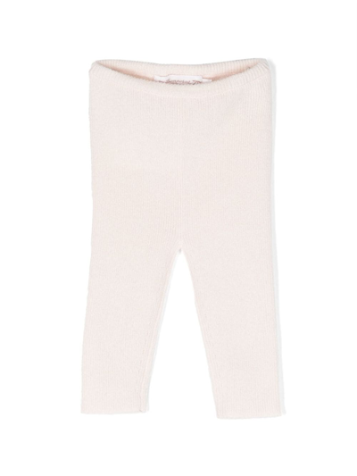 Bonpoint Babies' Ribbed-knit Elasticated Leggings In Pink