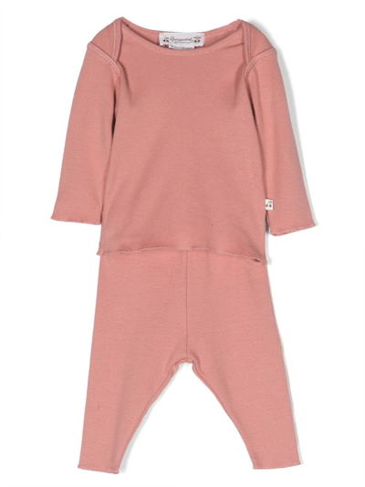Bonpoint Babies' Long-sleeve Cotton Trousers Set In Pink