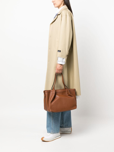 Serapian Small Secret Leather Tote Bag In Brown