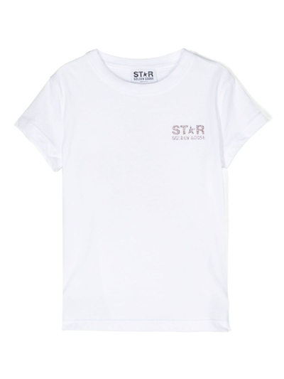 Golden Goose Kids' Star-print Glitter-detailed T-shirt In White