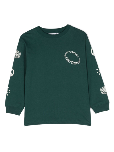 Molo Kids' Slogan-print Organic-cotton Sweatshirt In Green