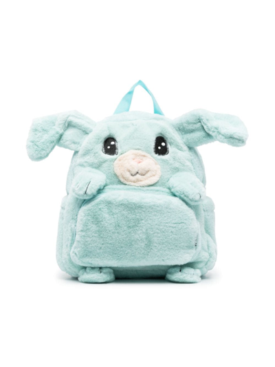 Molo Kids' Faux-fur Animal-shaped Backpack In Blue