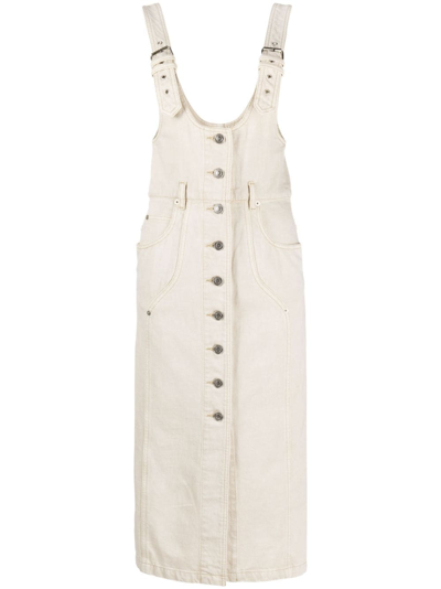 Marant Etoile Filipine Cotton Denim Midi Dress In Ecru