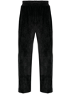 GCDS LOGO-EMBROIDERED VELVET TROUSERS