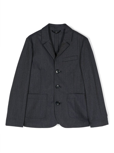 Emporio Armani Kids' Logo-plaque Single-breasted Blazer In Blue