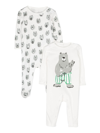 Stella Mccartney White Set For Baby Boy With Printed Bear In White