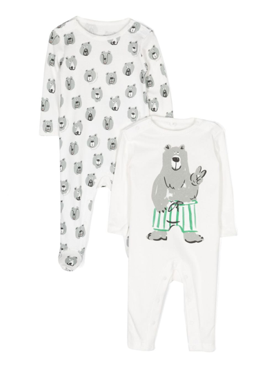Stella Mccartney White Set For Baby Boy With Printed Bear