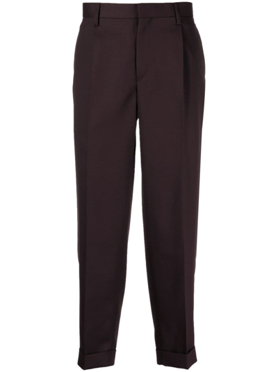 Kolor Tapered Cropped Trousers In Brown