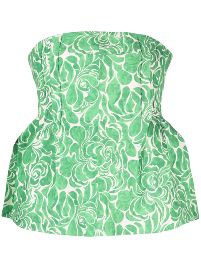 Nackiyé Naked Skin Floral Pleated Bustier Top In Emerald Buds