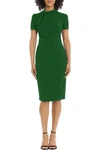 Maggy London Tie Neck Puff Sleeve Scuba Crepe Dress In Formal Garden
