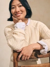 Faherty Sunwashed Cable Crew Sweater In Turtle Dove