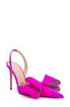 Mach&mach Le Cadeau Crystal Bow Slingback Pumps In Fuchsia