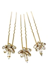 BRIDES AND HAIRPINS BRIDES & HAIRPINS COCO SET OF 3 CRYSTAL HAIR PINS