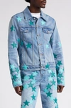 Amiri Men's Chemist Star Denim Trucker Jacket In Faded Indigo