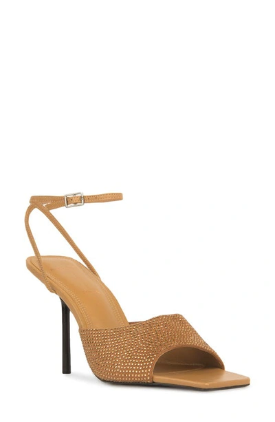 Black Suede Studio Women's Nicky Buffed Nappa Sandals With Matching Stones In Toffee Buffed Nappa