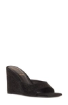 Black Suede Studio Paloma Crystal Wedge Sandal In Black Suede