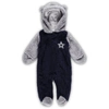 Outerstuff Newborn And Infant Navy, Gray Dallas Cowboys Game Nap Teddy Fleece Bunting Full-zip Sleeper In Navy