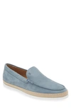Tod's Light Calfskin Loafers With Rubber And Rope Sole In Avio Chiaro