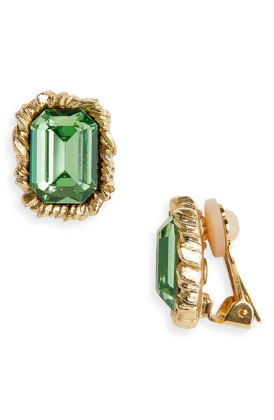 Oscar De La Renta Women's Lintzer Goldtone & Glass Crystal Stud Earrings In Peridot