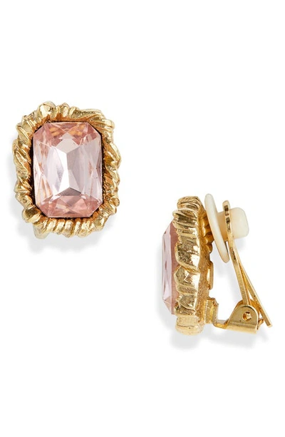 Oscar De La Renta Lintzer Crystal Button Clip-on Earrings In Rose