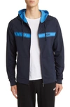 Hugo Boss Authentic Cotton Hooded Jacket In Dark Blue