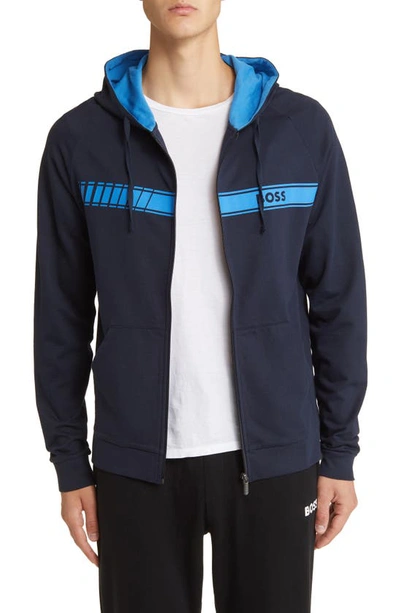 Hugo Boss Authentic Cotton Hooded Jacket In Blue