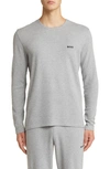 Hugo Boss Long Sleeve Waffle Knit Cotton Blend T-shirt In Medium Grey