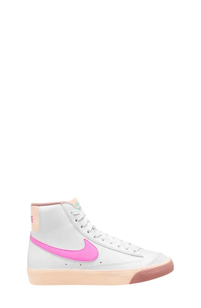 Nike Kids' Blazer Mid '77 High Top Sneaker In White/ Pink/ Guava/ Jade