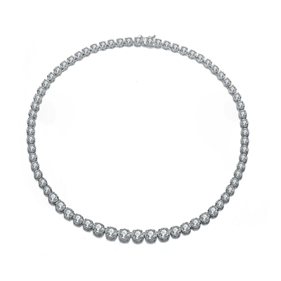 Genevive Sterling Silver Classic Chain Design Necklace In White