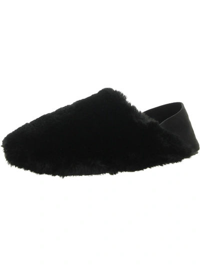 Cole Haan Womens Faux Shearling Comfy Slide Slippers In Black